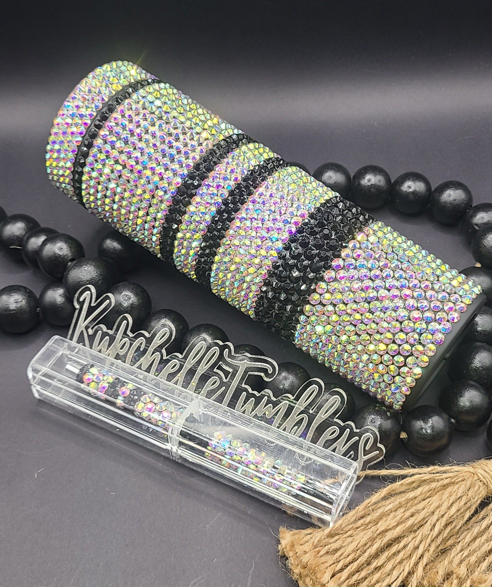 Black & White Stripe Rhinestone & Pen Set COLD ONLY