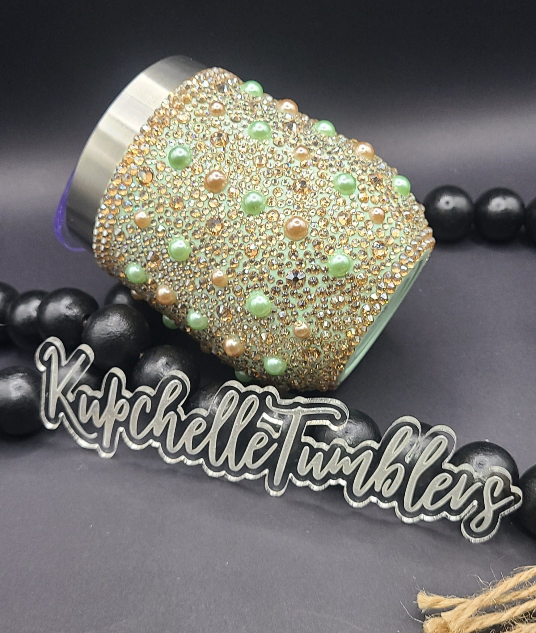 Mint & Taupe Rhinestones & Pearls